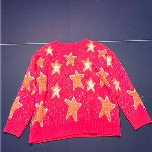 Vibrant Starry Pink and Orange Sweater
